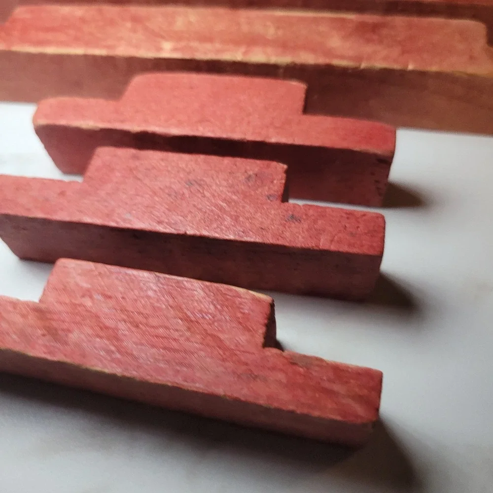 Vintage Lincoln Logs Wooden Blocks Notch‎ Square Replacement Building Toy 6 Pcs